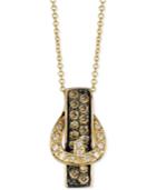 Le Vian White Diamond Accent And Chocolate Diamond (1/2 Ct. T.w.) Buckle Pendant Necklace In 14k Gold