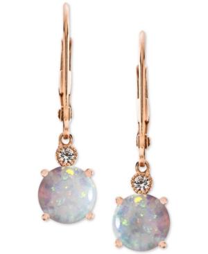 Lab-created Opal (1-1/2 Ct. T.w.) & White Sapphire Accent Drop Earrings In 14k Rose Gold-plated Sterling Silver