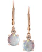 Lab-created Opal (1-1/2 Ct. T.w.) & White Sapphire Accent Drop Earrings In 14k Rose Gold-plated Sterling Silver