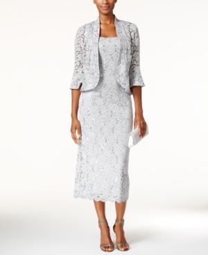 R & M Richards Sequined Lace Midi Dress And Jacket