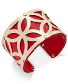 Charter Club Gold-tone Filigree Leather-look Open Cuff Bracelet, Only At Macy's
