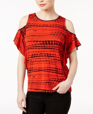 Kensie Striped Cold-shoulder Top