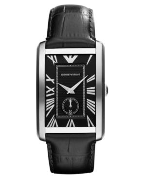 Emporio Armani Watch, Men's Black Croco Leather Strap 39x32mm Ar1604