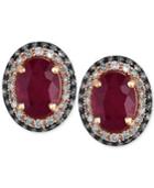 Red Velvet By Effy Ruby (1-9/10 Ct. T.w.) And Diamond (3/8 Ct. T.w.) Oval Stud Earrings In 14k Rose Gold