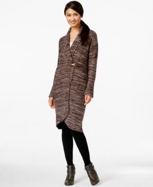 One A Marled Buckled Sweater Coat