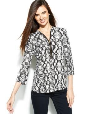 Calvin Klein Python-print Zip-front Top