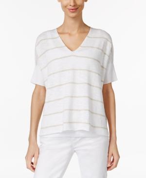 Eileen Fisher Striped V-neck Sweater
