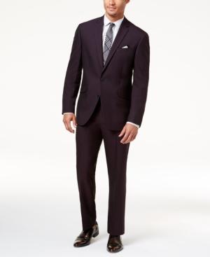 Kenneth Cole Reaction Men's Slim-fit Burgundy Iridescent Suit