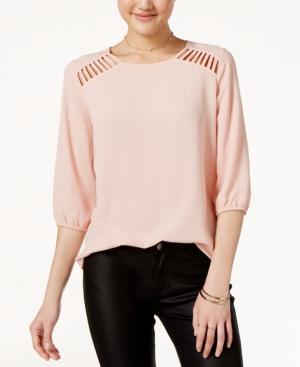 Lily Black Juniors' Cutout Blouse