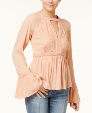 American Rag Juniors' Cutout Lace Peasant Top, Created For Macy's