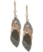 Lonna & Lilly Two-tone Crystal Leaf Drop Earrings
