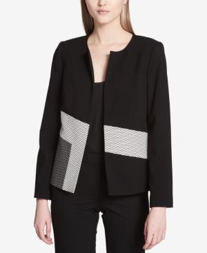Calvin Klein Collarless Printed Colorblocked Blazer