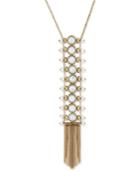 Lucky Brand Gold-tone Mother-of-pearl Stone Lariat Necklace