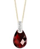 14k Gold Necklace, Garnet (3-5/8 Ct. T.w.) And Diamond Accent Pear Brio Pendant