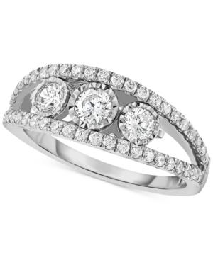 Trumiracle Diamond Three-stone Anniversary Band (1 Ct. T.w.) In 14k White Gold