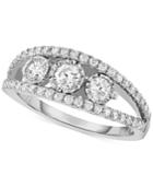 Trumiracle Diamond Three-stone Anniversary Band (1 Ct. T.w.) In 14k White Gold