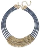 Inc International Concepts Gold-tone Navy Corded Statement Necklace, Only At Macy's