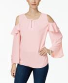 Charter Club Ruffled Cold-shoulder Top, Created For Macy's