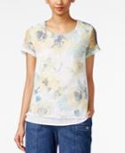 Style & Co. Floral Printed Mesh Top, Only At Macy's