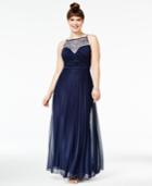 B Darlin Trendy Plus Size Crystal-embellished Pleated Gown
