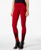 Material Girl Juniors' Contrast Flocked Textured Leggings, Only At Macy's