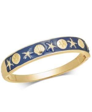 Charter Club Gold-tone Enamel Shell & Starfish Hinged Bangle Bracelet, Created For Macy's