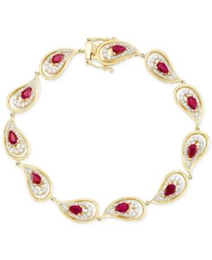 Rare Featuring Gemfields Certified Ruby (2-1/5 Ct. T.w.) And Diamond (1 Ct. T.w.) Bracelet In 14k Gold