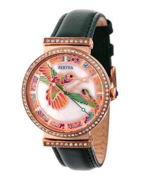 Bertha Quartz Emily Collection Rose Gold And Green Leather Watch 37mm