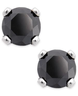 Black Diamond Round Stud Earrings In 10k White Gold (1/6 Ct. T.w.)