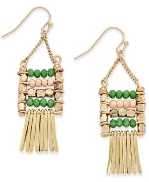 Inc International Concepts Gold-tone Woven Bead Fringe Earrings, Only At Macy's