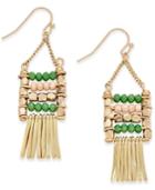 Inc International Concepts Gold-tone Woven Bead Fringe Earrings, Only At Macy's