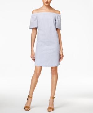 Maison Jules Seersucker Off-the-shoulder Dress, Created For Macy's