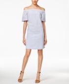 Maison Jules Seersucker Off-the-shoulder Dress, Created For Macy's