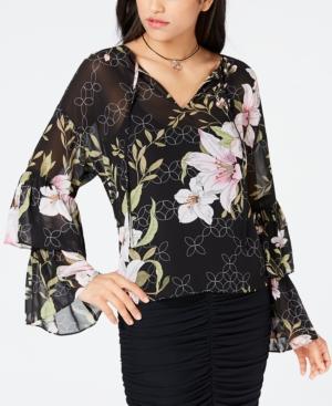 Guess Serasota Printed Ruffle-sleeve Top