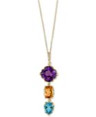 Effy Multi-gemstone (7 Ct. T.w.) And Diamond Accent Pendant Necklace In 14k Gold