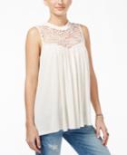 American Rag Juniors' Crocheted Ruffled-neck Top, Only At Macy's