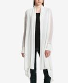 Dkny Cotton Mesh-sleeve Cozy Cardigan