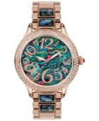 Betsey Johnson Women's Abalone-color And Rose Gold-tone Bracelet Watch 40mm Bj00478-04