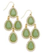 Inc International Concepts Gold-tone Green Stone And Crystal Teardrop Chandelier Earrings, Only At Macy's