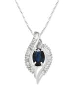 Sapphire (1 Ct. T.w.) & Diamond (3/8 Ct. T.w.) Pendant Necklace In 14k White Gold