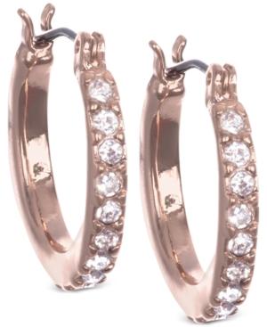 Anne Klein Rose Gold-tone Pave Mini-hoop Earrings