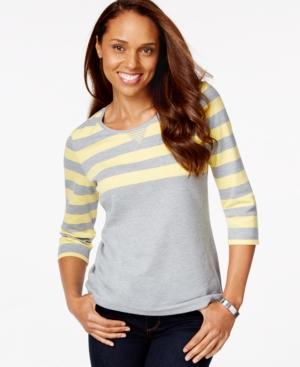Karen Scott Striped Colorblocked Top, Only At Macy's