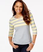 Karen Scott Striped Colorblocked Top, Only At Macy's