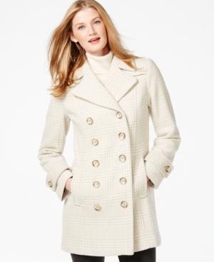 Ivanka Trump Double-breasted Plaid Peacoat