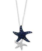 Seaside By Effy Sapphire (1/2 Ct. T.w.) & Diamond (1/10 Ct. T.w.) Starfish Pendant Necklace In 14k White Gold