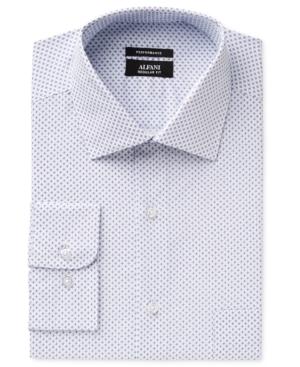 Alfani Men's Classic/regular Fit White Cross Print Dress Shirt, Only At Macy's