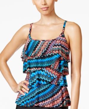 Miraclesuit Zip Drive Tiered Tankini Top Women's Swimsuit