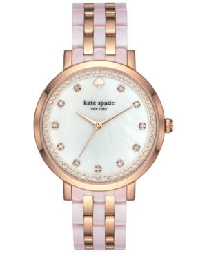 Kate Spade New York Women's Monterey Rose Gold-tone Stainless Steel And Blush Pink Acetate Bracelet Watch 38mm Ksw1264