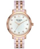 Kate Spade New York Women's Monterey Rose Gold-tone Stainless Steel And Blush Pink Acetate Bracelet Watch 38mm Ksw1264