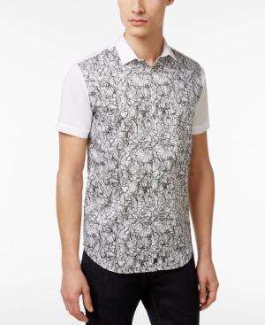 Calvin Klein Men's Colorblocked Scribble Print Cotton Shirt